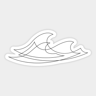 Sea Waves - One line art - W3 Sticker